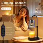Candle Warmer Lamp with Timer Electric - Wickless Warming Light Height Adjustable Dimmable No Flame Heat Warm Melt Wax Scented Table Lights Elegant Modern Home Decor for Jar Candles Living Bedroom