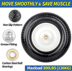 4.80/4.00-8" Wheelbarrow Tire, 16" Flat-Free Solid Tire and Wheel, 3" Centered Hub, 5/8" Axle Bore Hole,for Garden Wagon Cart Trolley Dolly Replacement(2 Pack)