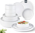 Dinnerware Set for 8, GBhome 24 Piece Speckled Plates and Bowls Set with Glazed Bottom, Chip and Scratch Resistant Stoneware Plates Sets, Dishwasher & Microwave Safe Dishes, White