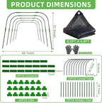 Garden Shade Cloth Kit 78.7"x59" Garden Sun Shade Cloth with Hoops for Heat Protection 75% Black Plant Shade Cloth Garden Greenhouse Grow Tunnel Shade Cloth Row Cover for Outdoor Plants Vegetables