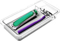 madesmart Dental Tray Drawer Organizer with Drying Stone, Clear Plastic Drawer Organizer for Toothbrush, Dental Floss, Water Flossers, Toothpaste