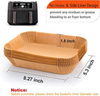Air Fryer Liner Rectangular for Ninja Foodi Dual Basket 8QT 10QT, Bella Air Fryer Accessories, Air Fryer Liners 4 qt Rectangle, 125Pcs Parchment Paper liners for DZ201,DZ401, FG551
