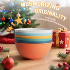 Homienly Wheat Straw Bowls Set of 6, 40 OZ Cereal Bowls for Kitchen, Unbreakable Soup Bowl with Unique Texture, Alternative to Plastic Bowl for Decoration, Microwave & Dishwasher Safe, Reusable,Multi