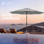 JEAREY 10FT Outdoor Patio Umbrella Outdoor Table Umbrella with Push Button Tilt and Crank, Market Umbrella 8 Sturdy Ribs UV Protection Waterproof for Pool, Garden (Light Gray)