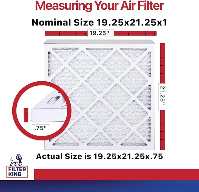 Filter King 19.25x21.25x1 Air Filter | 12-PACK | MERV 11 HVAC Pleated A/C Furnace Filters | MADE IN USA | Actual Size: 19.25 x 21.25 x .75"