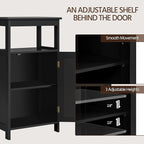 Yaheetech 4-Tier Bathroom Floor Storage Cabinet, Bathroom Free Standing Storage Organizer with Single Door and Adjustable Shelf, Narrow Side Cabinet for Living Room, Kitchen, Hallway, Black