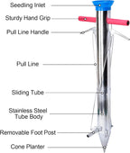 AIWFL Seedling Transplanter Long Handled Bulb Planter Tools Vegetable Young Plant Manual Plant Transplanter Stainless Steel Planting Garden Tools