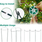 32 inch Plant Support Stakes, 10 Pack Half Round Metal Garden Plant Stake Heavy-Duty Plant Support Ring and Cage with Plant Clip & Twist Tie for Indoor and Outdoor Plants, Vegetable, Flowers