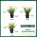 3 Pack Fake Small Plant Artificial Potted Flowers for Home Decor Fake Flower Plant Greenery Mini Faux Plant for Indoor Bedroom Living Room Office Shelf Bathroom Farmhouse Decor (Type 5)