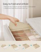 SONGMICS Set of 4 Underwear Organizers, Drawer Organizers, Dresser Closet Storage, 80 Cells (2x16+2x24), Foldable Dividers, 11.8 x 11.8 x 3.9 Inches, for Socks, Ties, Belts, Summer Sand URUS011K01