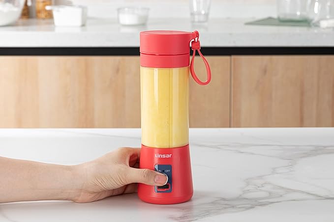 Portable Blender (Red) for Shakes and Smoothies with Durable Stainless Steel Blades for Powerful Blending Performance, USB Rechargeable for Office, Gym, Kitchen and travel