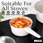 THE ROCK SOHO Ceramic Nonstick Saucepan with Lid, 2 Quarts Non Toxic Small Pot with PPG Fusion Pro Coating–Nothing Sticks, Never Warps, Lasts Longer, Induction Compatible, PTFE, PFOA&PFAS Free, Cream