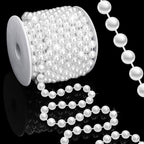 16 Feet 10mm Pearl Strings Garland for Crafts, Artificial Pearl Beaded Trim Chain Roll Strands for Wedding Centerpieces Bouquet Party Decoration Christmas Tree Garland, White