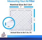 Filter King 8x7.5x1 Air Filter | 4-PACK | MERV 8 HVAC Pleated A/C Furnace Filters | MADE IN USA | Actual Size: 8 x 7.5 x .75"