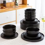 AmorArc Stoneware Dinnerware Sets for 4,Reactive Ceramic Plates and Bowls Set,Highly Chip and Crack Resistant | Dishwasher & Microwave Safe | Round Dishes Set Service for 4 (12pc)