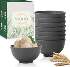 wheat straw small bowls 10oz set of 8 - Unbreakable Dessert Bowls for kids - Mini Bowl Sets for Ice Cream,Snack and Fruits - Microwave & Dishwasher Safe Appetizer Bowls (Deep Grey)