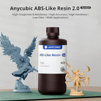 ANYCUBIC 2nd Gen Resin Technology ABS-Like Resin 2.0 Bundle, 3D Printer Resin with High Toughness, More Precise Details, Wide Compatibility for All LCD Resin 3D Printers (HD Grey, 2kg in Total)