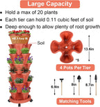 Vertical Planter 7 Tier Stackable Planters Garden Planters Strawberry Herb Flower and Vegetable Planter Indoor Outdoor Gardening Pots with Removable Wheels and Tools 2-Pack