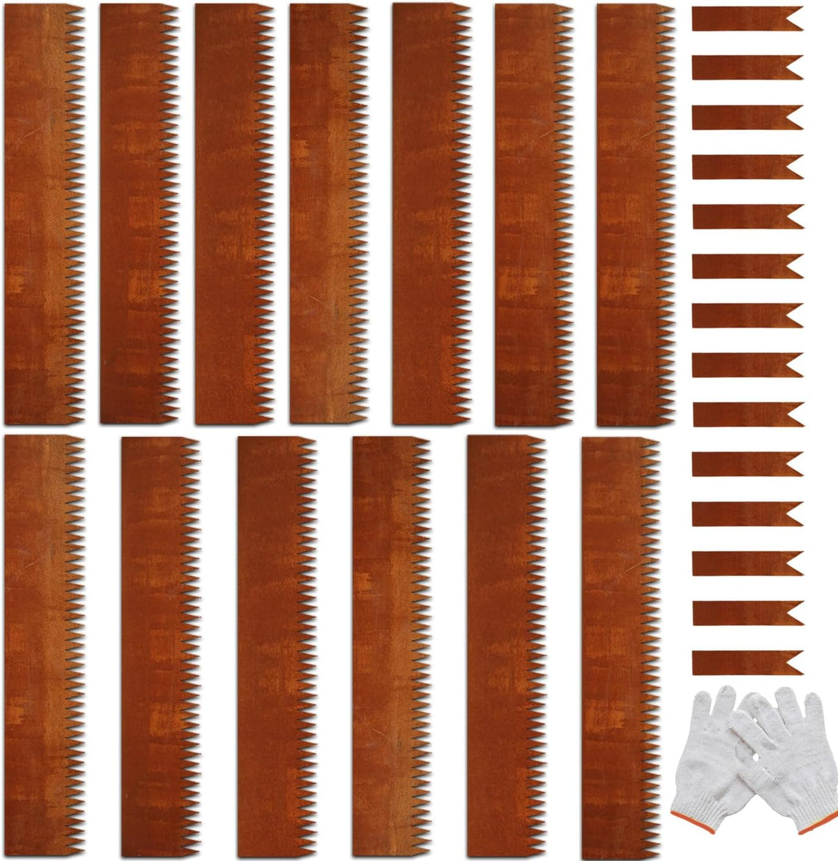 Corten Steel Landscape Edging, 40" L x 8" H, 18 GA Thickness, 13 Pack + 14 Stakes, Enhance Garden, Yard, Park, Lawn, Plants & Vegetables w/Long-Lasting Rust-Finish Cor-Ten Edging