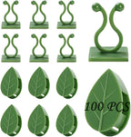 Plant Climbing Wall Fixture Clips, 100Pcs Self-Adhesive Plant Fixer Wall Clips Hook Vines Traction, Invisible Holder Leaf Shaped Wall Vines Fixing Clips Indoor Outdoor Decor