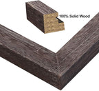 RPJC 8x8 inch Soild Wood Picture Frame with High Definition Glass Display Pictures 4x4 with Mat or 8x8 Without Mat for Wall Mounting Hanging Photo Frame Driftwood Finish