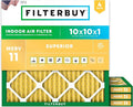 Filterbuy 10x10x1 Air Filter MERV 11 Superior Pet & Allergy Defense (4-Pack), Electrostatic Pleated HVAC AC Furnace Filters Replacement, Made in USA (Actual Size: 9.50 x 9.50 x 0.75)
