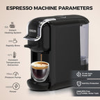 MK-603 Mini Multi Pod Coffee Maker, Hot/Cold Single Serve Espresso Machine, 4-in-1 Brewer Compatible with K Cup Pods,Nes Original/DG Capsule and Ground Coffee, Fast Brew, Black