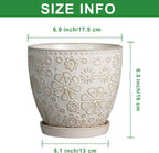6.9 Inch Plant Pot with Drainage Hole and Saucer Ceramic Planter for Indoor Plant Flower Pot for Orchid Succulents Plants White