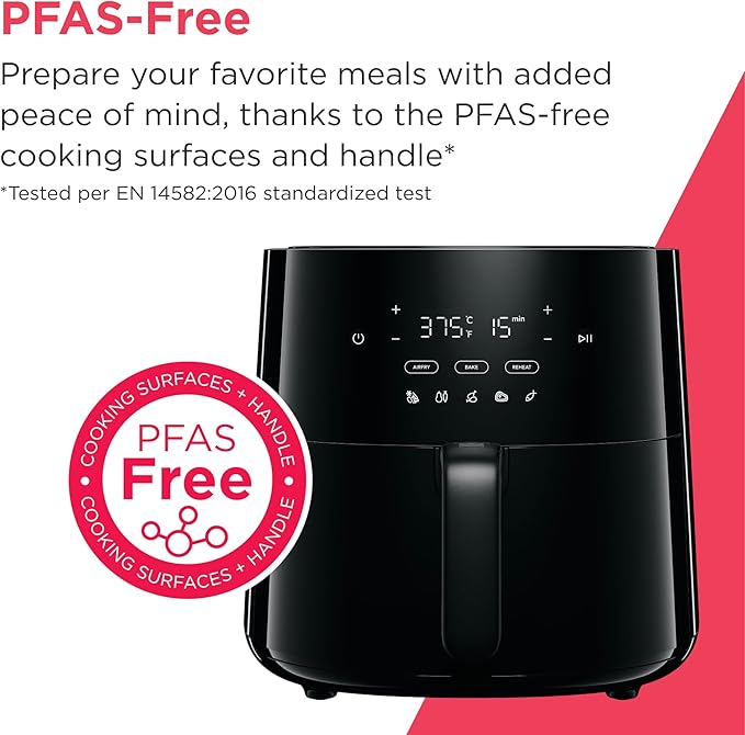 Frigidaire 3-in-1 Air Fryer, Large 5.3 QT Capacity, Digital Display, 3 Cooking Modes, 5 Recipe Presets, Automatic Shake Reminder, PFAS-Free Cooking Surfaces, Black