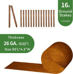 Worth Galvanized Steel Landscape Edging 4.5" x50' Metal Garden Edging Roll Flexible Bender Border with 16Pcs Stakes for Lawn, Flower Bed Edges, Rust-Colored Painted