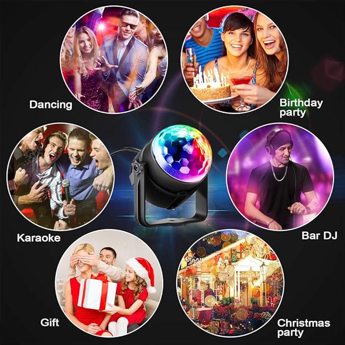 Party Disco Ball Dj Dance Lights Disco Strobe Rave Sound Activated Projector Effect Stage Light Remote Control for Birthday Xmas Wedding Bar Kids Christmas Glow Party