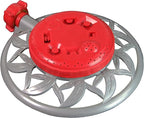 Chapin 4998: 8-Pattern Metal Circle Sprinkler, 360 Degree Sprinkler Head for Small Gardens and Lawns, Up to 40 ft Coverage Area, Lawn Sprinkler, Small Area Yards and Garden Watering, Red/Silver