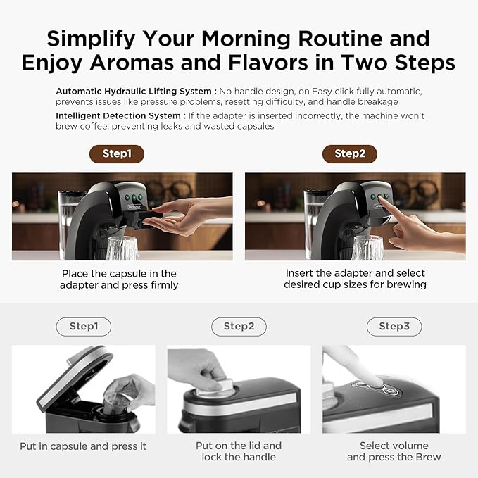 Warriors1 Single Serve Coffee Maker for Keurig K Cup, Espresso Machine for Nespresso Original, Dolce Gusto Pods, Ground Coffee, Cappuccino & Latte Coffee Machine, 20 Bar Espresso Maker, 3 Brew Sizes