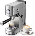 20 Bar Espresso Machine with Milk Frother, Compact Espresso Coffee Maker with Cup Warmer, Self-Cleaning, Auto Shut-Off, 34oz Removable Water Tank for Latte/Cappuccino/Americano, Stainless Steel
