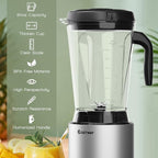 COSTWAY Professional 64oz Countertop Blender, Smoothie Maker Built-in Self-Cleaning with 10 Speed Control & 8 Pre-Set Programs, Pitcher, Crushing Blender for Smoothies, Frozen Fruit, 1500W