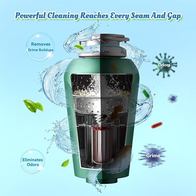Garbage Disposal Cleaner Deodorizer Tablets-48 Pack Deep Cleaning Disposer Descaler Freshener-Heavy Duty Grease Grime Limescale Odor Smell Remover-for Kitchen All Disposals Mint Foaming 2 Year Supply