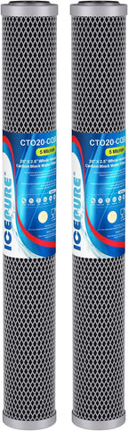 ICEPURE 20" x 2.5" Whole House Water Filter Upgraded Coconut Shell Activated Carbon Filter, 20 Inch Lead Removal Cartridge Replacement for C1-20, EP-20, HX-CB-25-2010, F3WCB32, 2PACK