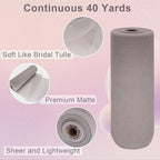 Grey Tulle Fabric Roll Spool Bolt (54 Inch by 40 Yards) Large Tulle Wedding Party Decoration, Tutu Skirt, Table Runner, Gift Wrapping, Bridal Shower, Soft & Drape (Gray)