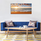 YYYYHPP YP2162 Beach Wall Art Morning Sunrise Sky Ocean Beach Waves Scenery Modern Painting Artwork for Office Wall Decor Home Decoration Stretched and Framed Ready to Hang