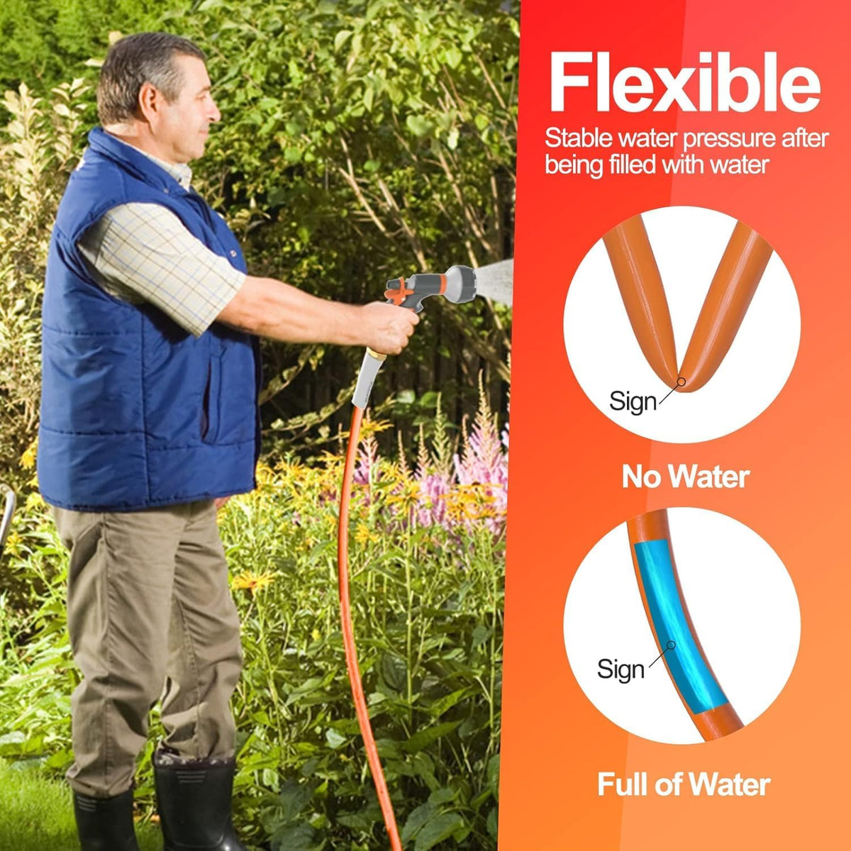 SPECILITE Garden Water Hose 10 ft x 5/8 in with Female to Female Connector, Small Leader Hose for Hose Reel, Heavy Duty, Flexible & Lightweight, Water Pipe, Outdoor Water Hose Extension Adapter