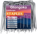 Gtongoko 50 Pack 4 Inch Galvanized Landscape Staples Garden Stakes Plant Cover Stakes 11 Gauge Lawn Staples Fence Stakes Ground Stake for Landscaping Securing Weed Barrier Fabric