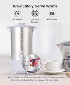 SYBO 45Cup Coffee Urn, Commercial Grade Stainless Steel Percolate Coffee Maker, Removable Filter, Easy to Clean, Hot Water Urn for Catering, Hot Beverage Dispenser with Cool-Touch Handles, 4.5L, Grey
