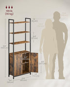 VASAGLE 6-Tier Bookshelf, Tall Bookcase with Cabinet, Steel Frame, Adjustable Shelves, 9.4 x 23.6 x 62.8 Inches, Living Room Bedroom, Rustic Brown and Ink Black ULLS133K01