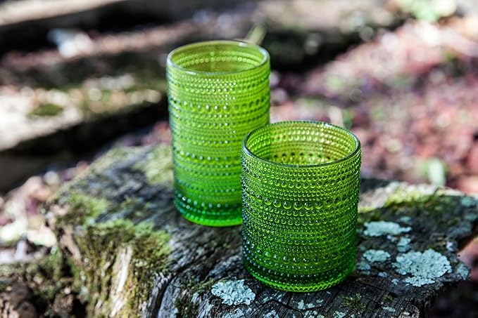 Fortessa Jupiter Beaded Hobnail Glass, 10 Ounce Double Old Fashioned (Set of 6), Red