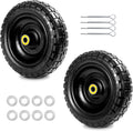 Fit Gorilla Carts Wheels 10" No Flat Replacement Wheel, 4.10/3.50-4 Flat Free Solid Tire Compatible with Gorilla Cart,Hand Truck,Garden Cart-5/8 Axle Bore Hole 2.1" Hub (2 Pack)
