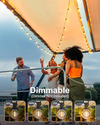 GLUROO 200FT(100FT*2PC) Outdoor String Lights, G40 LED Patio Lights with 100+4 Bulbs, Waterproof Shatterproof Dimmable Globe Hanging Outdoor Patio Lights Cafe, Bistro Outside Lights for Patio