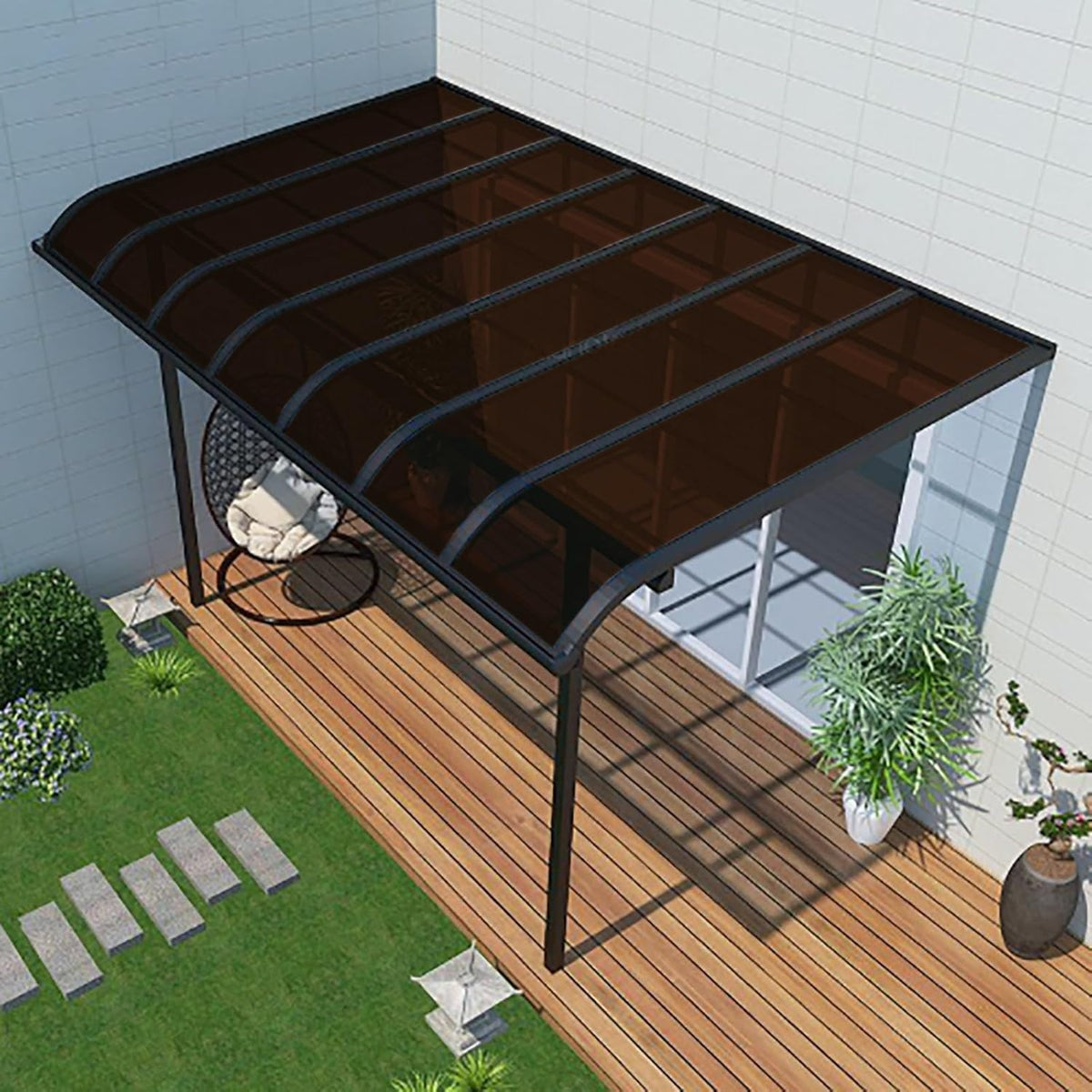 Daylighting Roof Panels Outdoor Sunshade Canopy Panels Greenhouse Panels Not Easy to Deform Easy to Assemble for Outdoor Shed Panels.(Brown,2x3.3ft)