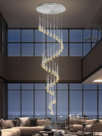 197inches Large Chandeliers for High Ceilings Silver Chandeliers for Entryway High Ceiling Pendant Lights Crystal Drop Light for Living Room Foyer Hallway Staircase
