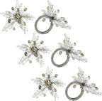 Napkin Rings Set of 12 for Dining Table Decoration Parties Everyday Metal Napkin Holder Leaf White (Pack of 12)