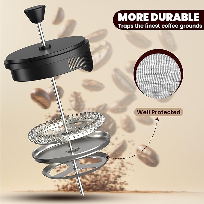 Utopia Kitchen 12 Ounce 0.35 Liter French Press Coffee Maker, Tea Maker, Travel Coffee Presses, Heat Resistant Thickened Borosilicate Coffee Pot for Camping Travel Gifts, Black Pack of 1